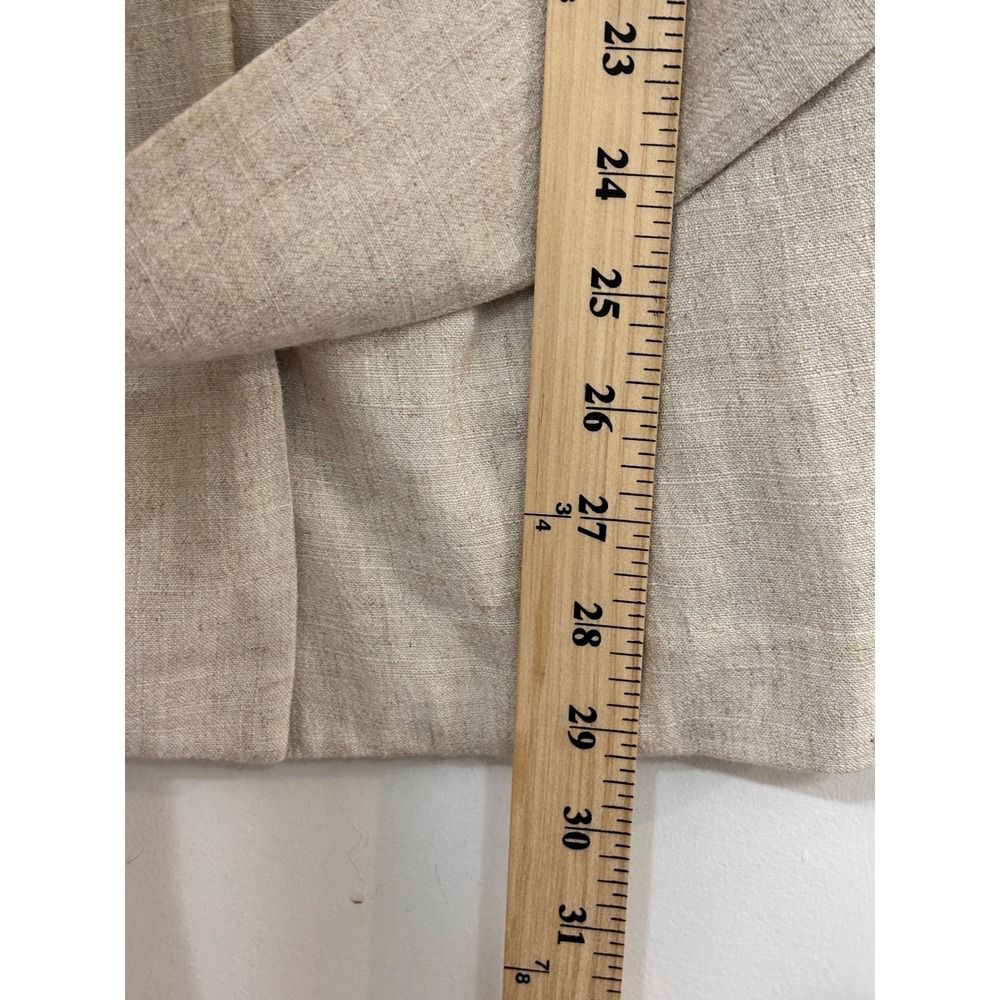 Worthington Womens Oatmeal Linen Blend Belted Sleeveless Longline Blazer Vest M - Picture 7 of 8